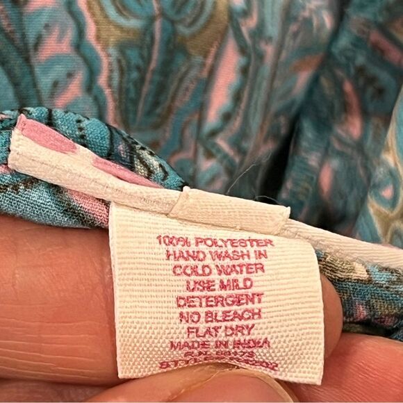 Boemo Anthropologie Turquoise Paisley Bohemian Peasant Maxi Boho Dress s medium - Picture 10 of 12